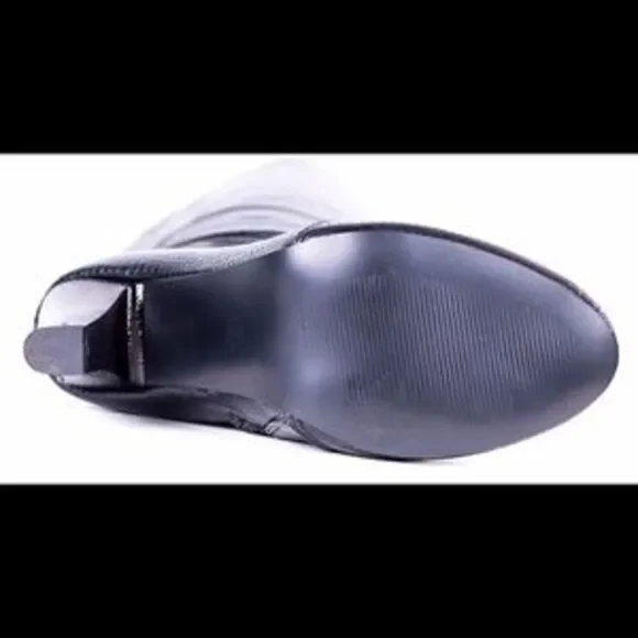 Women's Tall Fashion Boots with Heel, Faux Leather - Picture 3 of 4